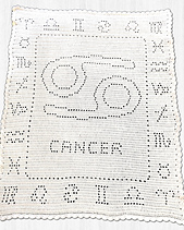 Fran Lloyd: Bernat Softee Baby, Just over 3 skeins. Hook: G. 35in x 44in. Border: Shell Edge 1.5 skeins