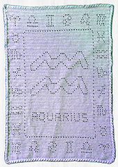 Mary-Jo Enertia: Coboo yarn in Denim color, Hook: 4mm. 30in x 44in