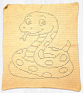 Angela Silvester. Yarn: 
DK 260g Hook: 4mm.  
30in x 39in (77cm x 100cm)
