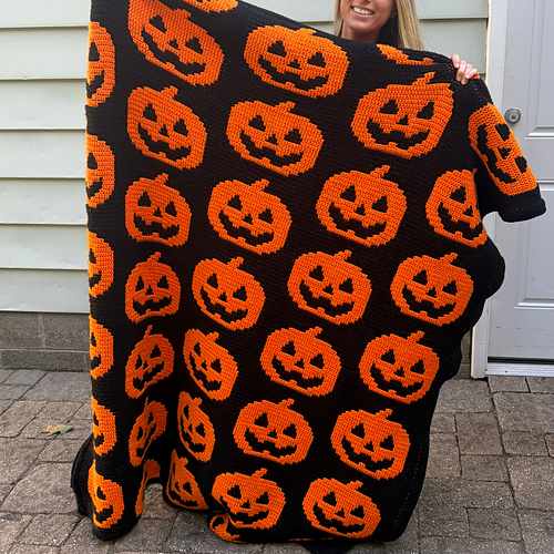 Jack O Lantern Overlay Mosaic Blanket