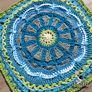 Handmade TMBJGF Flower Granny Square crocheted using DK yarn and a 3 mm hook