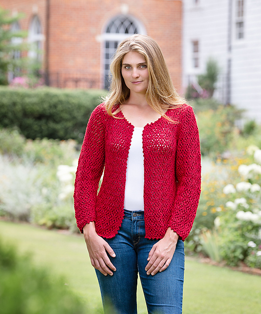 red mesh cardigan