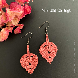 Mini leaf earrings | Crochet pattern