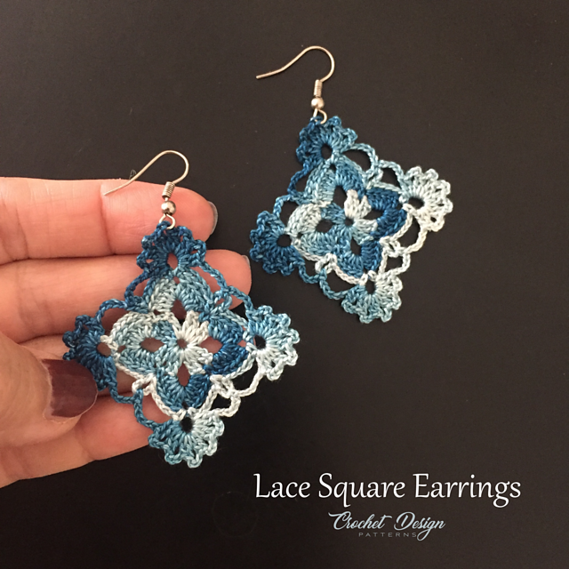lace square earrings