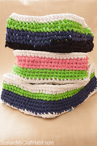 Crocheted T-shirt Yarn Baskets photo 3