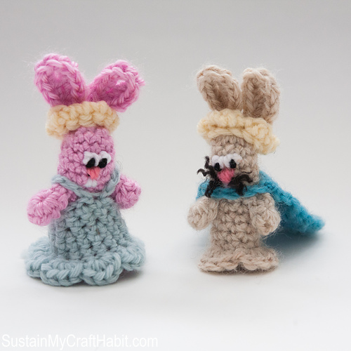 Ravelry Crochet Bunny Finger Puppet pattern by Jane Vranic and Sonja