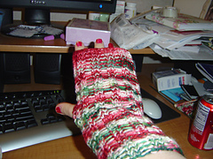 A finished wristwarmer