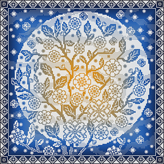 Square in the round; dark - yellow/blue gradient, light - white;
Border: dark - dark blue, light - white