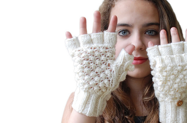 TRINITY STITCH FINGERLESS GLOVES - Optional fingertip warmers
