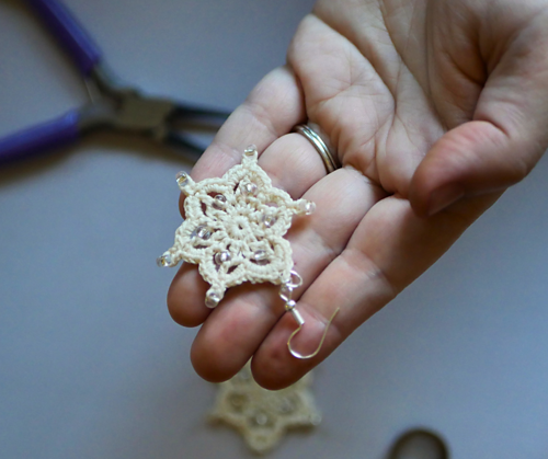 Beaded Snow Flake Earrings photo 4
