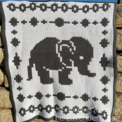 Ravelry Mosaic Elephant Blanket pattern by Dorianna Rivelli