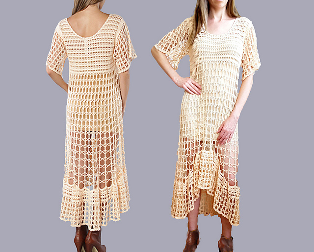 Ravelry Highlow hemmed maxi dress. pattern by ThePoshCrochet