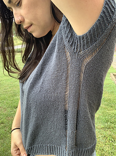 47" garment on 40" chese, body length knit to 11" before upper body split.