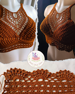 Close up details of the Amari Bralette crochet top, featuring a lace edging. 