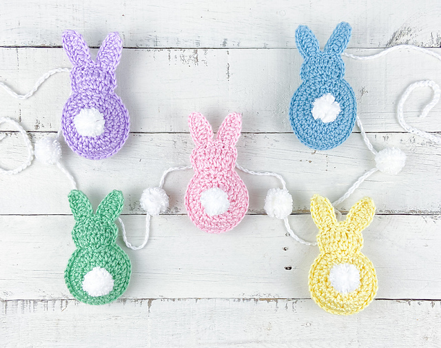 Ravelry Easter Bunny Garland pattern by The Knotted Nest