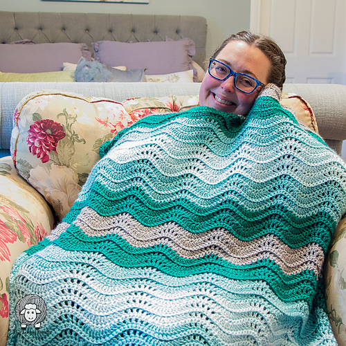 Ravelry Teal Tempest Wave Blanket pattern by Ashley Parker