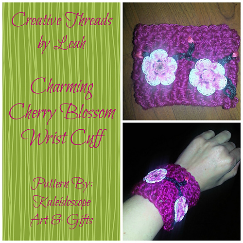 Ravelry: Charming Cherry Blossom Wrist Cuff pattern by Lisa Jelle