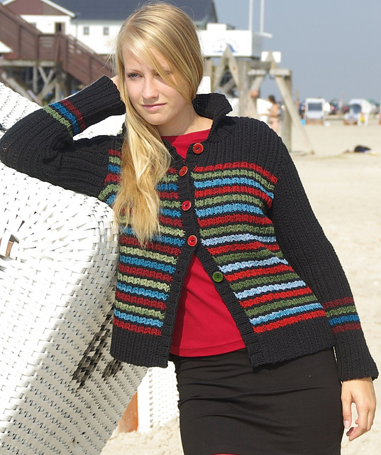 Kating Gestreifte Jacke im Rippenmuster