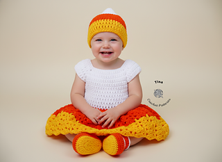 Ravelry: Candy Corn Baby Hat, Dress and Shoes Outfit pattern by Tina Crochet  Patterns
