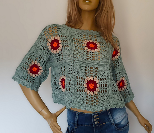 Sunburst Granny Square Top