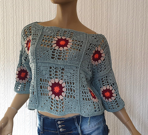 Sunburst Granny Square Top