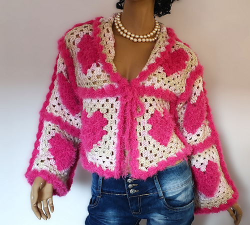 Soft Confession  Square Heart Cardigan