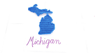 This crochet pattern includes both the Upper and Lower Peninsulas of Michigan. Intellectual property of Erin B. Quijada-Perez