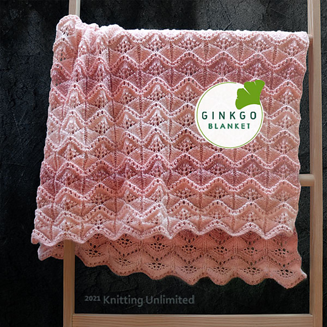 Ravelry Gingko Leaf Blanket pattern by KnittingUnlimited