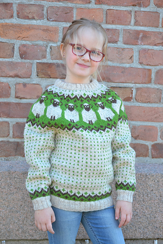 Go'værskofta - genser med rundfelling til barn - Vanja Blix Langsrud