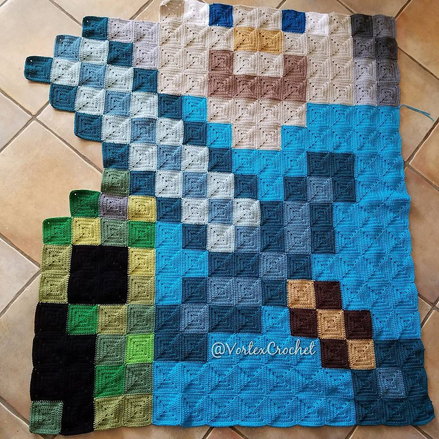 Ravelry VortexCrochet's Minecraft Blanket Steve & Creeper