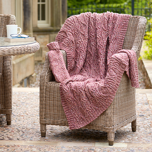 Ravelry Herriott Cable Blanket & Hot Water Bottle Cover pattern by