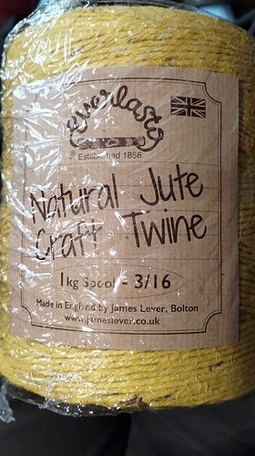 Everlasto Natural Jute Craft Twine in English Mustard. Manufactured by James Lever, Bolton UK