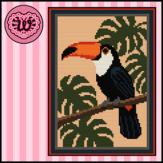 Toucan Tropicana Tapestry Crochet Wall Hanging Decor Pattern