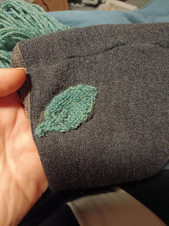 Used one a single layer of the leaf to cover up a hole on a wollen Jacket.