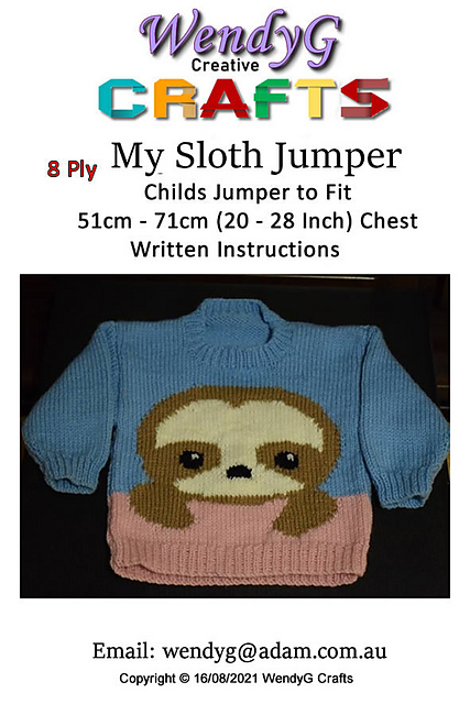 My Sloth Jumper pattern by Wendys Boutique
