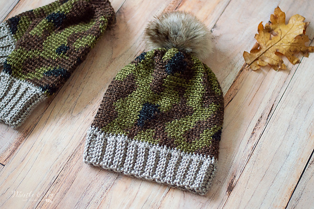 crochet camo beanie