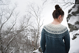 Stories of Ice Sweater knitting pattern, photographed in the Adirondack Mountains, NY.