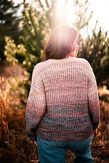 Size 54” shown with 6” of ease, knit with a deeper V (see customization video)