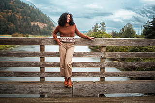 Model wearing size 44" with 8" positive ease