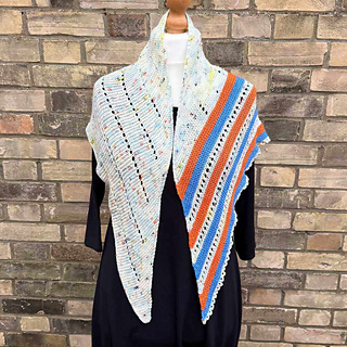 Sky Trail Shawl shown in 'Summer Breeze' colourway