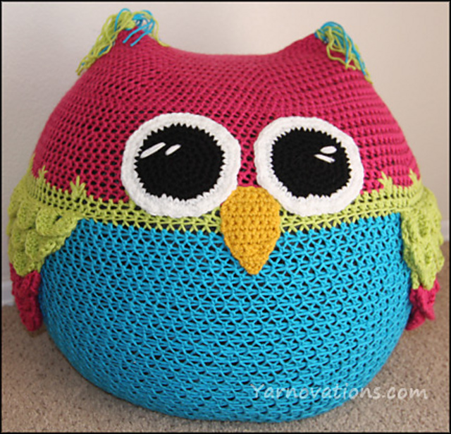 Ravelry Owl Bean Bag Chair pattern by Yarn Twins