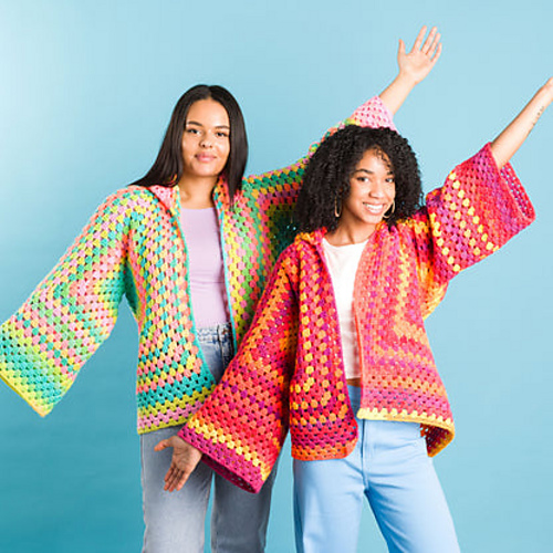 Hexagon Cardigan with Hood - Yarnspirations Design Studio