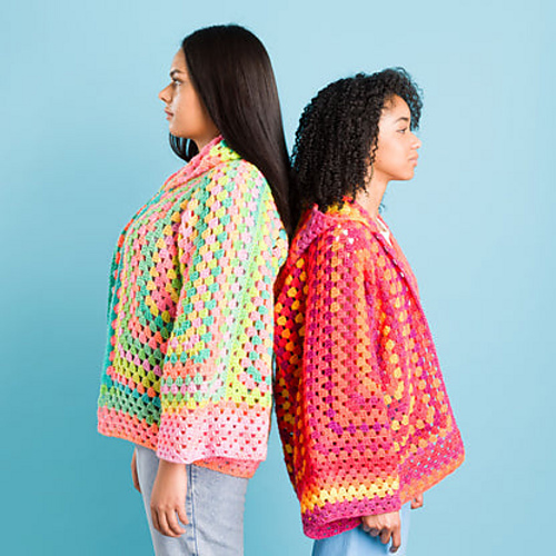 Hexagon Cardigan with Hood - Yarnspirations Design Studio