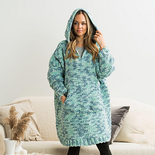 Ravelry Lounge Around Crochet Blanket Hoodie pattern by