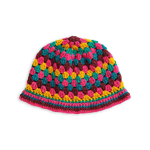 Ravelry granny stripes bucket hat pattern by yarnspirations design studio