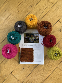 Caked all my yarn and did a swatch which was accurate, with the green light on I'm ready to start!!!