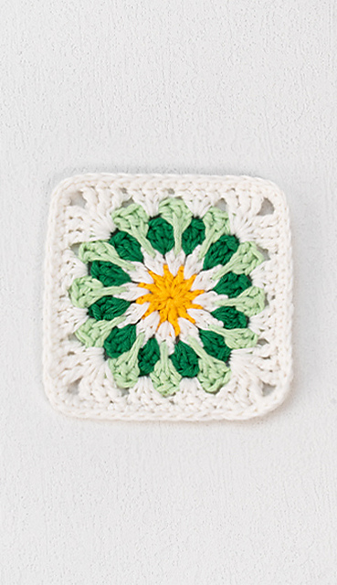 Green Flower Granny Square