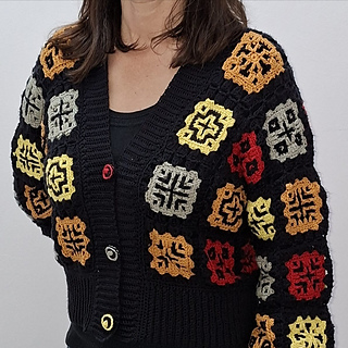 Ravelry: Multi-Colour Mosaic Granny Cropped Cardigan pattern by