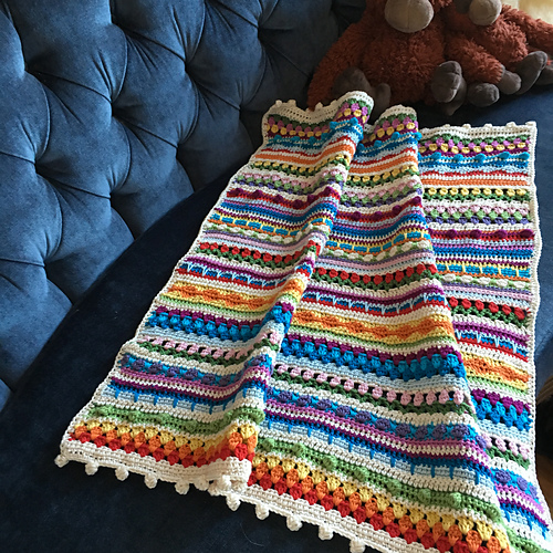 Ravelry Rainbow Boho Baby Blanket pattern by Judith Ellen