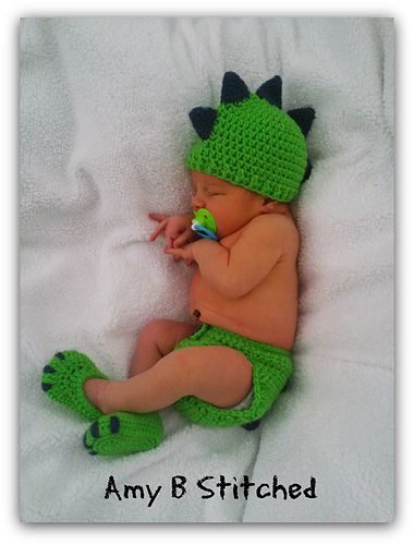 Dinosaur Baby Hat and Diaper Cover Set photo 4